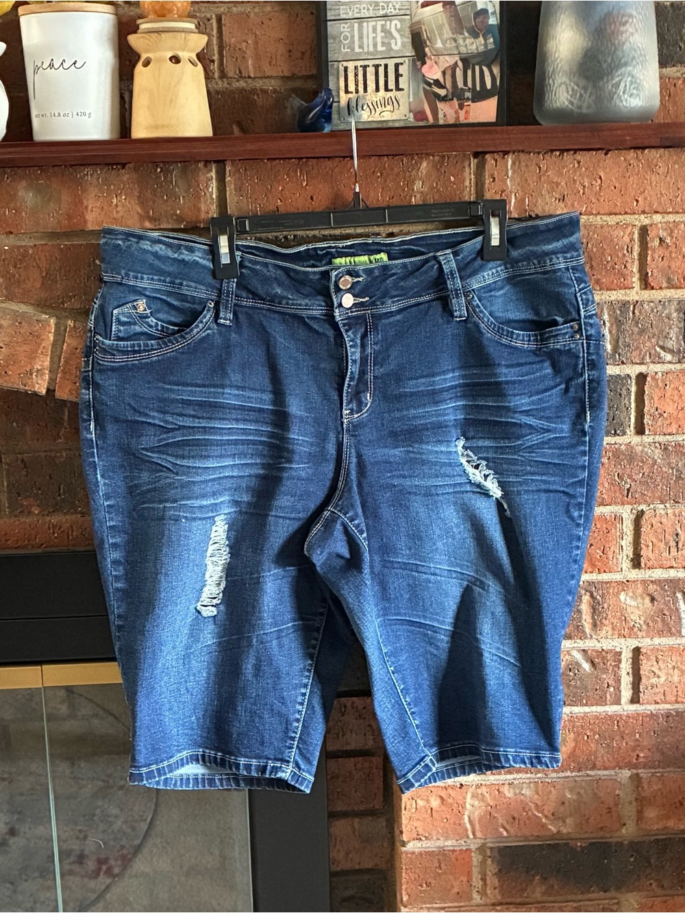YMI Dark Blue Distressed Women’s Bermuda Shorts